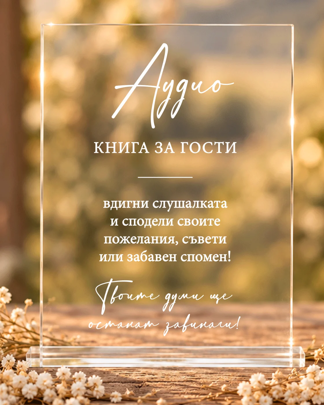 Акрилна табела „Аудио книга за гости“