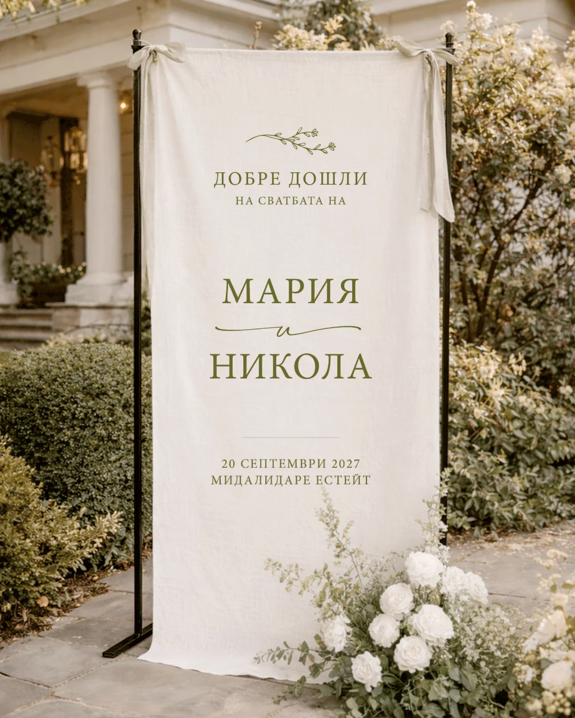 Персонализиран ленен надпис „Добре дошли“ – Оливия