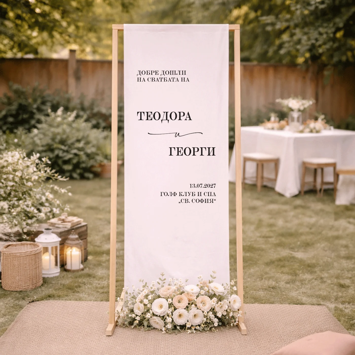 Табела от плат „Добре дошли“ за сватба – Теодора – снимка 8