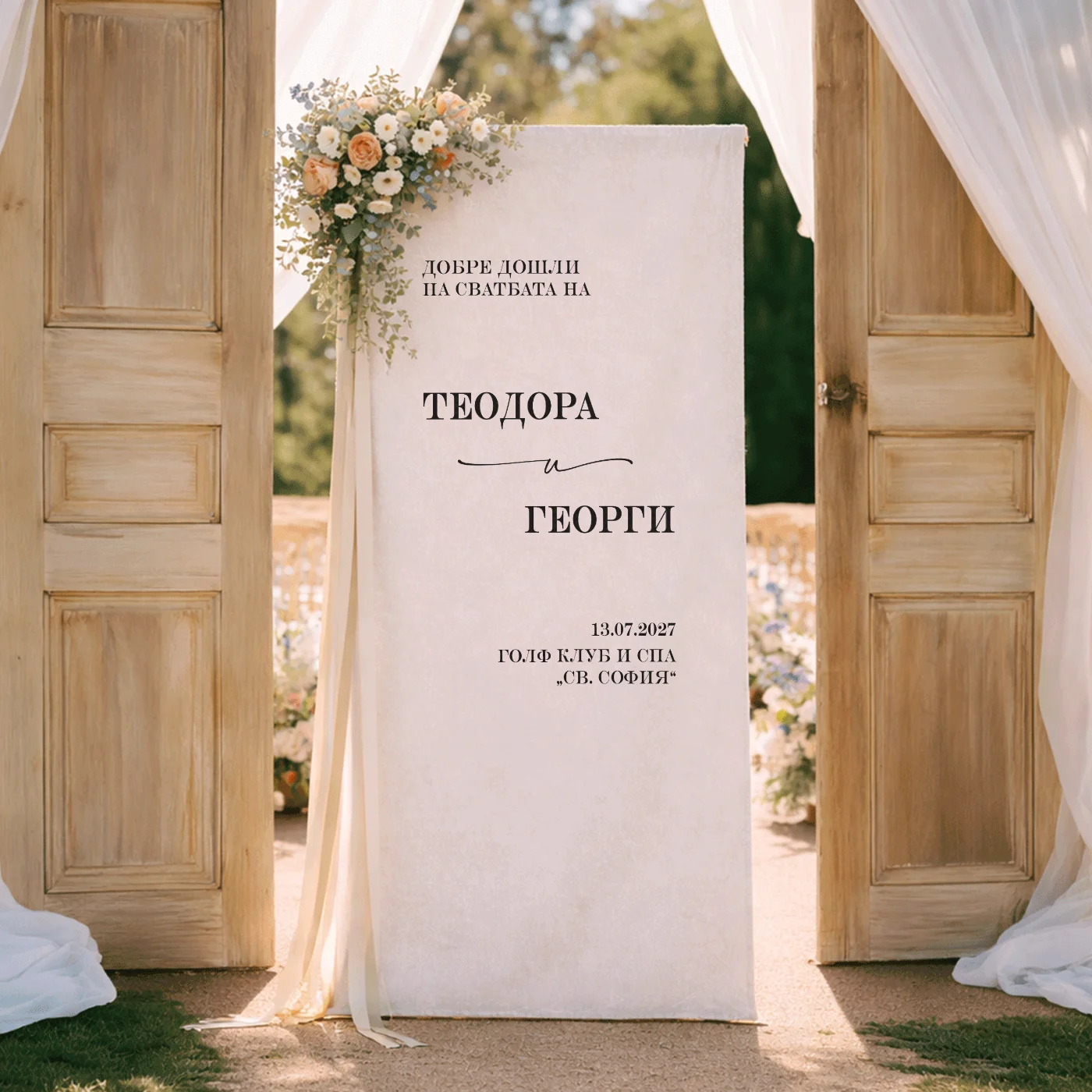 Табела от плат „Добре дошли“ за сватба – Теодора – снимка 12