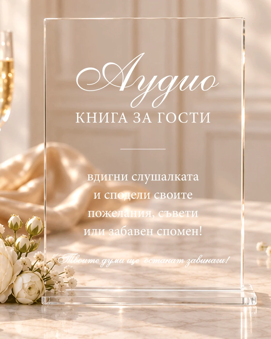 Акрилна табела „Аудио книга за гости“